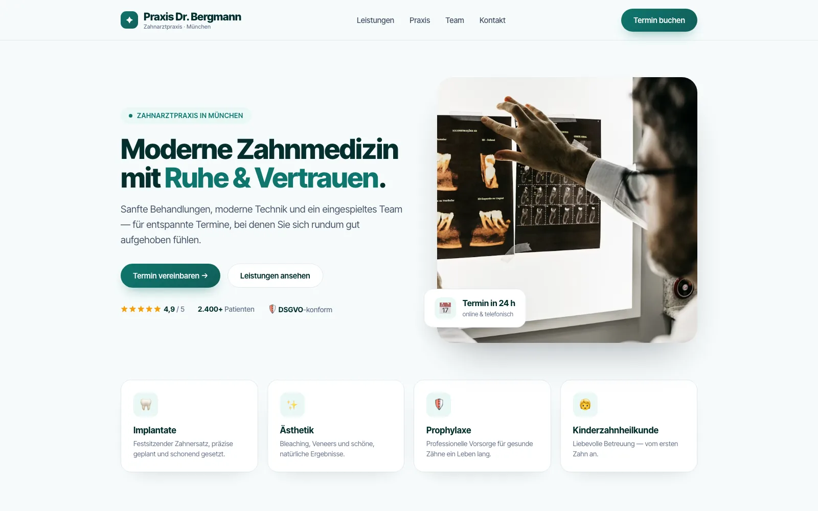 Beispiel Praxis-Website auf dem Laptop