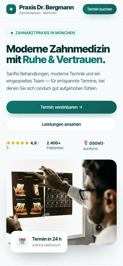 Beispiel Praxis-Website auf dem Smartphone